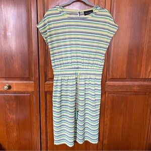 Donna Morgan Striped Dress Size 6 Green Blue Silver Metallic